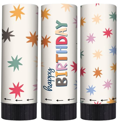 Folat 26873 Geburtstag Dekoration weiß mit bunten Sternen - Party Popper Mini - Starburst - 3 Stück - Fröhlich und farbenfroh Party Geschirr für Kinder und Erwachsenen Geburtstag