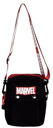 ARDITEX Marvel Umhängetasche, Unisex, Größe 12,5 x 7 x 17 cm, Schwarz mit roten Details und Logo vorne, ideal für den Alltag, Schule oder Freizeit