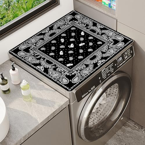 Waschmaschine Abdeckung BöHmisch Mandala Wolf Tiger Blume Unterwasserwelt Marmor-Textur-Muster Schnell Trocknende Anti-Rutsch-Silikon Matte Waschmaschinenauflage KüChen BäDer (Farbe 8,60x60cm)
