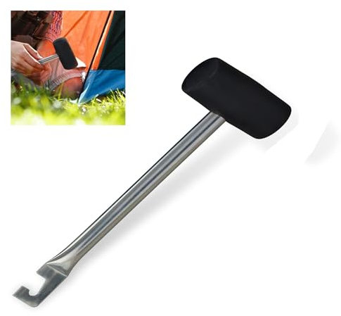 Rubber Mallet 2in1 Camping Peg Puller Hook 800g Tent Hammer Wind Breaker Stake