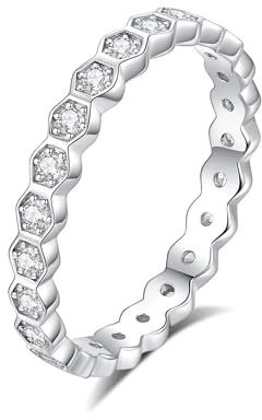 HeyMeili Bague d'éternité femme en argent 925 avec diamants simulés, bague de fiançailles alliance anniversaire