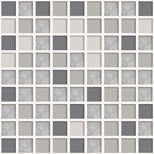ANHUIB Mosaic Wallpaper,Grey Tiles Wallpaper,Toilet Wall Paper (44x300cm) Mosaic Tile Stick on Vinyl Wrap Stickerss Self Adhesive Sticky Back Plasitc Roll Backsplash for Kitchen Bathroom