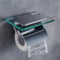 Toilet Paper Holder with Glass Shelf Wall Mounted Brass Tissue Paper Roll Holder for Bathroom Storage, Chrome