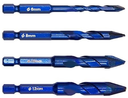 4 Uds. Brocas de 6-12mm perforación de carburo for pared vidrio madera Metal azulejos