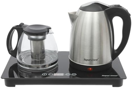 Wasserkocher mit Temperatureinstellung, 2L+1L Glas Edelstahl Teekocher Multifunktionaler Elektrischer Teezubereiter mit Teesieb 1500W