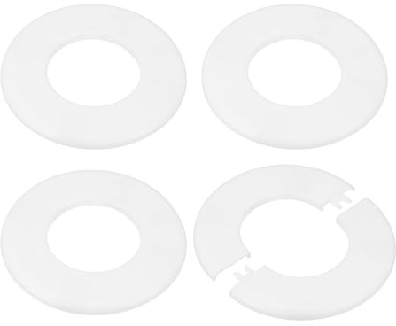 M METERXITY 4er-Pack Wand-Split-Flansch Selbstklebende Abdeckplatten Weiß | Für 2, 5 Zoll/63mm Außendurchmesser Rohr ABS, Runde, Für Wasserrohr/Armatur