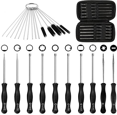 Lot de 10 outils de réglage de carburateur Splined/Pac-Man/Double D/Hexagonal 15,3 cm Tournevis carburateur avec brosse de nettoyage Poignée confortable Outil d'ajustement du carburateur pour voitures