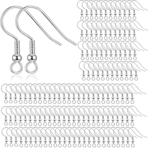 JEYORZY 150 Stück Ohrring Haken, Ohrringe Silber, Ohrringe Selber Machen Set, Ohrhänger Silber, Hypoallergene Ohrringe Basteln, Ohrhaken Silber, Ohrringe Basteln, für DIY Ohrhänger Schmuckherstellun
