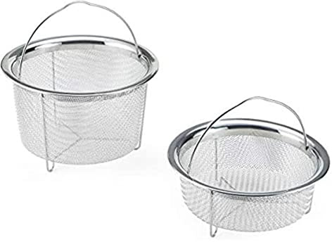 Tagtight Portable Vegetable Steamer Basket, Multi-Functional Stainless Steel Fried Noodles Drain Basket Steaming Rack, Set of 2 Vegetable Pan Boiling Steamer Basket Cookware
