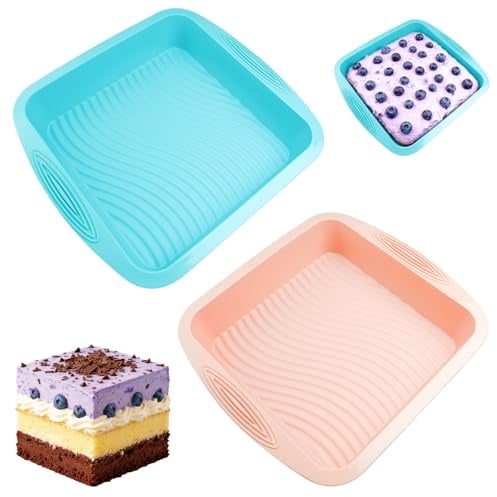2 Stück Brownie Quadratische Backform Silikonbackform Kastenform Antihaft Backformen Kuchenform Silikonform Kuchen Brotbackformen Silikon Eckig Brotbackform für Brownies, Tiramisu (26.5×24.5×5cm)