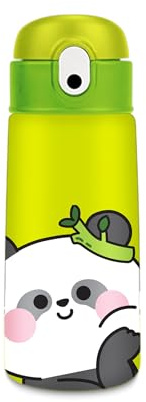 Cartomania Borraccia termica chill & refill, Tema panda, Verde, 460ml, Acciaio bpa free, Cannuccia, A prova di goccia, Mantenimento temperatura caldo 12h/ freddo 24h, Scuola, Bambini, Idea regalo