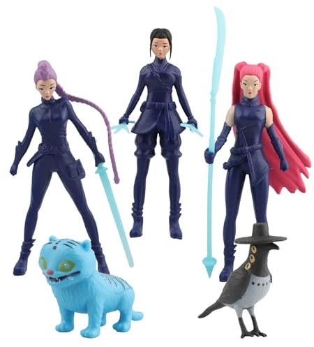 Whizmara Huntr/x Figure Merch, K_P0-P Dem-0n Hun-ters Merch mit Anime Figur, Tiger, Birds, Geschenk für Jungen, Mädchen & Anime-Fans, Sammelstoffpuppe - Deko & Spielzeug (5)
