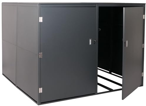 PROREGAL 4er-Fahrradgarage HxBxT 160x222x208cm abschließbar Metall Anthrazit Gerätehaus Fahrradbox mit Ablage universal