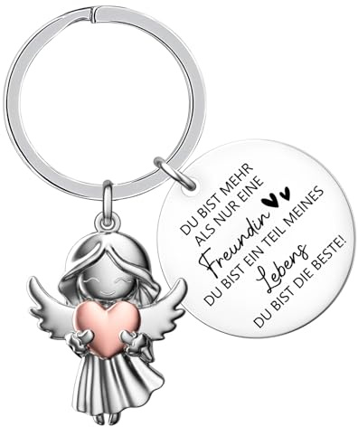 Beste Freundin Schlüsselanhänger Schutzengel, Schlüsselanhänger mit Spruch, Beste Freundin Geschenke, Engel Anhänger, Glücksbringer Schutzengel für Geburtstag Weihnachten Silvester Party Geschenke