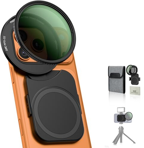 JJC 67 mm telefonfilter monteringsadapter med variabel ND2-128 (7 stopp) neutral densitet ND-filter för iPhone 17 16 15 14, 17 16 15 14 Pro Max, 17 16 15 14 Pro, 17 16 15 14 Plus