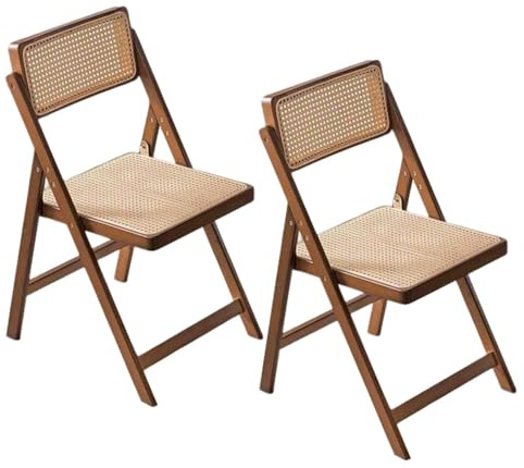 Rattan Klappstuhl, Rückenlehne Stuhl, minimalistische Gastfamilie,Bambus Haus, Wohnzimmerstuhl, Freizeit im Rückenlehne, Speisesaals, Stuhl, Zwei Stühle,walnut