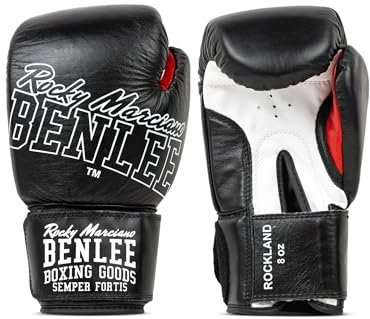 Benlee Rocky Marciano Rockland, Guantes de boxeo, Multicolor (blanco/negro), 8 oz