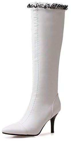 Smilice Stivali lunghi da donna con tacco, bianco, 45 EU