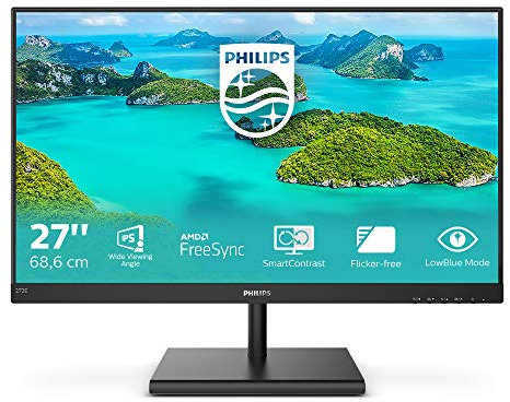 Philips Écran 272E1SA 68 cm (27 Pouces) (VGA, HDMI, DisplayPort, Temps de réponse de 4 ms, 1920 x 1080, 75 Hz, FreeSync) Noir