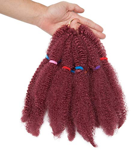 3 Bündel Marley Twist Haare Crochet Afro Marley Kinky lockige Haarverlängerung synthetisches Flechten Haar Extensions Burgundy