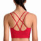 SotRong Damen BH mit gekreuztem Rücken, gepolsterter Sport-BH, mittlere Belastung, für Fitnessstudio, Yoga, Laufen, sexy Crop Top für Gilr Teens, weinrot, Large