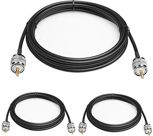 RG58 Cable CB Radio Cable PL259 Jumper 3 Pcs 10FT(3M) Low Loss UHF PL-259 Male to Male Radio Cable Coaxial Coax Connectors for CB Antenna Cable Radio WiFi Extension for VHF HF 50 ohm RG58 Coax Cable