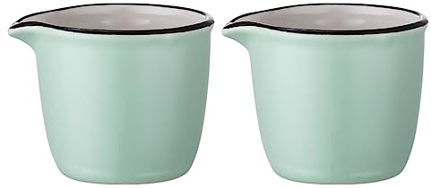 Cabilock Lot de 2 mini pots à épices en céramique - Pichet à lait en porcelaine - Pichet à mousse à lait - Pichet à miel - Tasse à lait pour sirop sauce - Accessoires de cuisson - Sucre vert