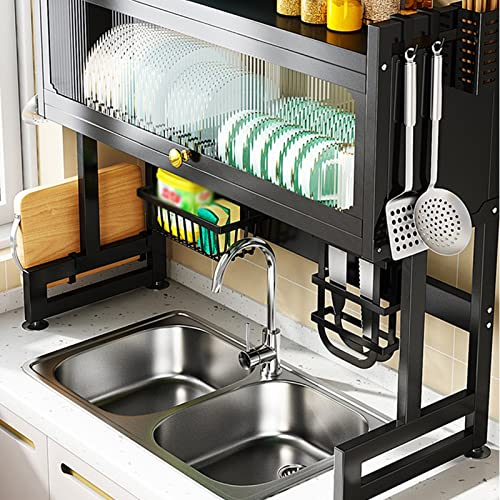 Support De Séchage De La Vaisselle Au-Dessus De L'évier (33,4/37,4), Grand Rangement pour Égouttoir À Vaisselle De Cuisine, Support D'étagère Extensible (S : 95cm)