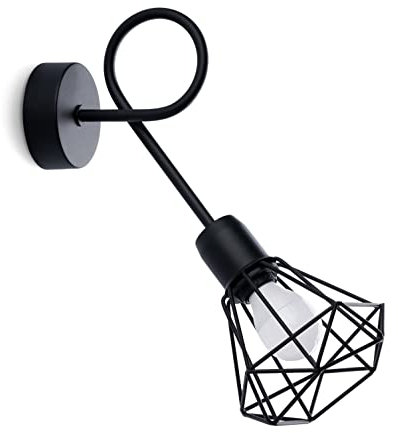 Sollux Artemis Wandleuchte – Wandleuchten für Schlafzimmer – LED Wandleuchten für Wohnzimmer – Flurleuchten Wand – Moderne Wandleuchten – Schwarz – 50-60Hz, ~220-230V E14 1x40W 1x12W LED