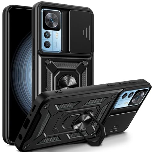 betterfon Handyhülle für Xiaomi 12T Pro | Stoßfest & Kratzfest | Mit Kameraschutz, Anti-Fingerabdruck & robustem Panzerschutz-Design | Schwarz