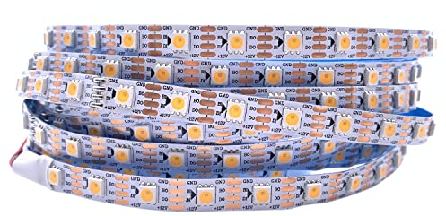 TOPXCDZ WS2815 LED Light Strip Addressable Single Color DC12V Warm White/Cold white 30LEDs/m 60LEDs/m 5050 Pixels Smart Lights Tape (5M 60LED/M, IP30 Warm White)