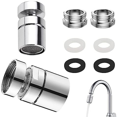 Alppihym 2er-Set Wasserhahn Luftsprudler Set - 360° Drehbar, M24 und 22 innengewinde Adapter - Perfekter Wasserhahn Aufsatz für Küche und Bad - Wassersparender Strahlregler für