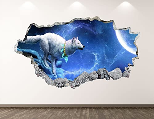 Wandtattoo Rissig DIY Fototapete Wolf Wandtattoo Art Decor 3D Magic Sticker Wandbild Kinderzimmer Vinyl Custom 50x70CM