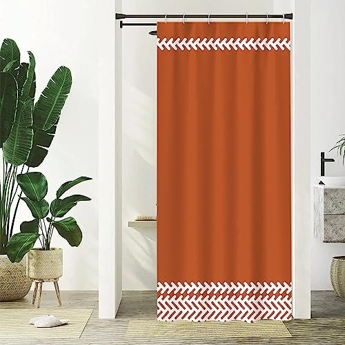Uiiooazy Duschvorhang Schmal 90x180cm, Duschvorhang Boho Style Terracotta Modern Minimalistisch Klein Duschvorhänge Anti Schimmel Stoff Waschbar Wasserdicht Bad Vorhang mit 6 Haken für Badezimmer