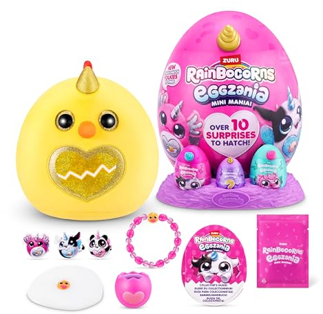 Rainbocorns Eggzania Mini Mania, Chicken, by ZURU Plush Surprise Unboxing with Animal Soft Toy, Idea for Girls with Imaginary Play (Chicken)