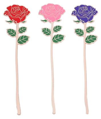 3 Teiliges Rosen Lesezeichen aus Metall,Lesezeichen Mädchen,Lesezeichen Personalisiertn,Langlebige Niedliche Lesezeichen,Buchgeschenke für Buchliebhaber (Rosa Rose,Rote Rose,Blaue Rose)