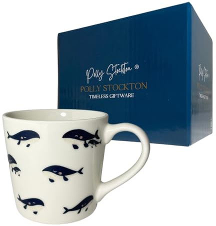 Polly Stockton Awesome Whale Mug - Keramik Kaffee & Tee Tasse mit bezauberndem Wal-Design Geschmackvolle Haushaltswaren für jeden Tag, ein aufmerksames Geschenk für alle Tierliebhaber - 400 ml