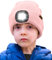 ATNKE Kids LED Beleuchtete Mütze mit Licht,Wiederaufladbare USB 4 LED Laufmütze Extrem Heller Lampe Winter Warme Stricken Mütze Großartig Geschenke für Jungen und Mädchen/Light Pink