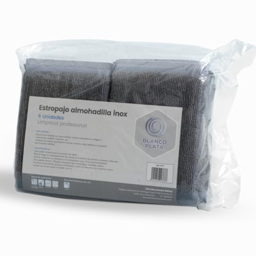 Estropajo Almohadilla Acero INOX. 10x14cm 6 Unidades | No se oxida | No Deja rastros