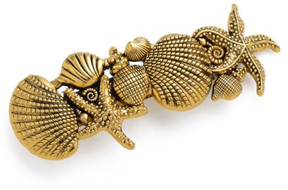 Amaxer Viking Barrettes celtiques dorées et argentées pour femmes et filles - Pinces à cheveux épaisses et fines - Vintage - Accessoires de coiffure (étoile de mer dorée)