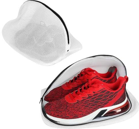 Bolsa para Lavado de Zapatos, 2pcs Bolsas de lavandería con Red para Zapatos, Zapatillas, protección múltiple con Cremallera, Bolsa de lavandería para Lavadora y Viaje, Reutilizable 42 x 24 x 24 cm