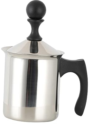 Alipis Milk Frother Coffee Concentrate Espresso Ground Glass Pitcher Foamer Pitcher Latte Art Pitcher Milk Creamer Pitcher Manual Milk Foamer Frothing Mini Stainless Steel Coffee Powder