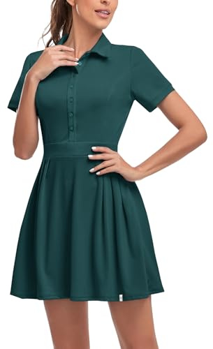 Soneven Damen Tenniskleid mit Hose Tennis Kleidung Set Ärmellos A-Linien Sportkleider Sommerkleid Golfkleid Für Sport Tennis Golf Baseball