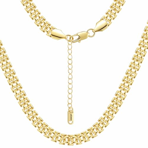 DJADEE Elegance Kette 999er Gold 24 Karat vergoldet Damen, Länge verstellbar, Hypoallergen, Nickelfrei, wasserfest, gestempelt (38 + 6 cm)
