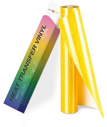 HTVRONT Yellow Glitter HTV Heat Transfer Vinyl Rolls - 10 x 8ft Neon Yellow Glitter HTV Vinyl for Shirts, Glitter Iron on Vinyl for All Cutter Machine - Easy to Cut & Weed (Neon Yellow)