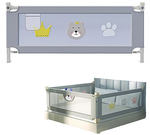 Bettgitter für Kleinkinder, extra lang, herunterklappbar, Sicherheitsbettgitter für Babybetten, herunterklappbar, mit süßem Muster, Kinderschutzgitter für Zwillings-, Doppel- und Vollgrößen,
