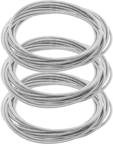 SUNNYCLUE 1 scatola 45 pezzi Braccialetti A Molla In Filo per chisStarra Braccialetti In Acciaio Argentato Alla Rinfusa Vite Apribile Estate Impilabile 2 1/4 pollici Loop Memory Wires per Gioielli Cre