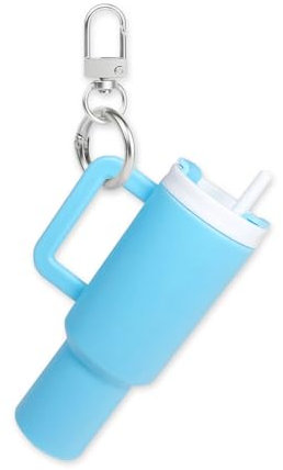 Joalpysm Mini Cup Keychain, Mini Tumbler Keychain Accessories for Stanley Cup, Cute Keychains for Women Handbag Backpack Purse (Blue)