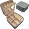 igadgitz home U7286 Mini Joyero Portátil, Joyero Viaje, Joyero Pequeño, Porta Joyas de Viaje, Caja Joyas Organizador de Viaje, Joyero con Espejo - Gris