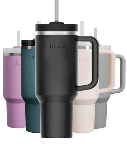 UR CHOICE French Press Coffee Maker & Insulated Tumbler Combo Set, Portable Coffee Press with 40 oz Travel Mug for Hot & Cold Drinks | Gift Set for Coffee Lovers, Home, Office & Travel (BLACK CUP)